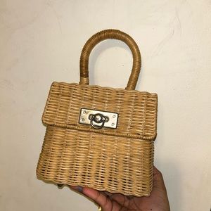 Old Navy Black Wicker Mini Bag